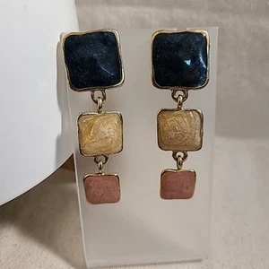 Statement Dangle Earrings Colorful Square Drop Earrings Funky Trendy - Picture 1 of 5