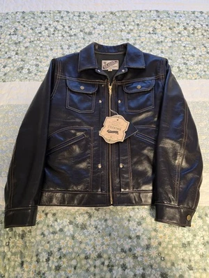 ¡Nuevo! Chaqueta réplica Y'2 de cuero IB-161 índigo/azul marino caballo 24MJZ años 60 - talla 36 Foto 1 de 4