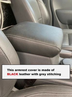 For VW Volkswagen Amarok 2011-23 Armrest Lid Cover Black Leather Grey Stitching - Изображение 1 из 4