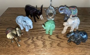 Elephant Figurine Collectibles~unique materials Lot of 8 From 3” to 4 1/2” Tall - Picture 1 of 2