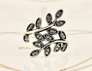 New Genuine Authentic Pandora Shimmering Leaves Statement Ring 190921CZ-54 UK N - Picture 1 of 17