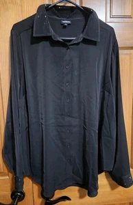 Torrid Lizzie Long Sleeve Embellished Shirt Size 1X (16/18) Black Button Up Top - Picture 1 of 9