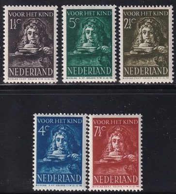Stamp Netherland Sc B139-143 1941 WWII War Germany Holland Rembrant Set MNH - Image 1 of 3
