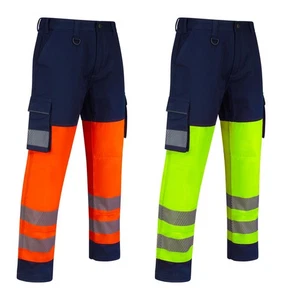 Beeswift Alta Visibilità Guardian Pantaloni Militari Multi Tasca Arancio / Navy, - Picture 1 of 5