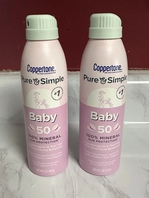 Coppertone Pure and Simple 50 Baby Sunscreen Spray 2 Pack 5 Oz - Image 1 of 4