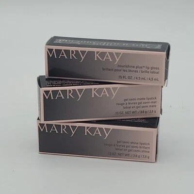 Mary Kay LOT Gel Lipstick Naturally Buff & Crushed Berry + Lip Gloss 3pk Bundle - Image 1 of 4