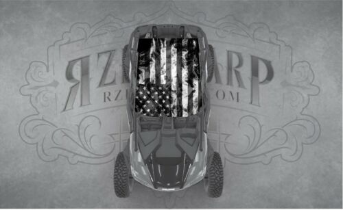 2 SEAT RZR ROOF DECALS   CAN-AM SMOKE AMERICAN FLAG WRAP DECAL