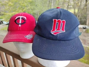 (2) MINNESOTA TWINS Caps. VTG '90s Trucker + Fan Favorite. Adjustable. - Picture 1 of 13