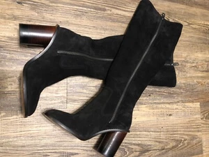 NIB Black Suede Coach Tall Ombre Heel Boots - Picture 1 of 10