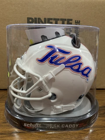 University Of Tulsa Golden Hurricane (White) NCAA Schutt Mini Helmet Desk Caddy Cover