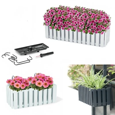 Blumenkasten mit Halter Balkonkasten Mit Bewässerungssystem (Weiß; 2 Größen) - Bild 1 von 4