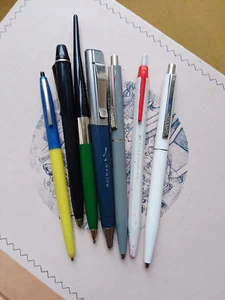 Interesting Lot of 7 Vintage Ballpoint pens VTG CARAN d'ASHE INCO SENATOR OTHERS - Picture 1 of 14