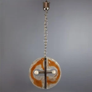Lampadario A Sospensione Vetro Murano Mazzega Color Ambra Modernariato Anni 70 - Foto 1 di 19
