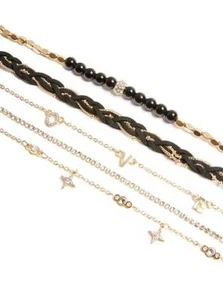 Nuevo con etiquetas Juego de Gargantillas Gargantilla Oro Oynx Negro Metal Transparente Estrás/5 - Imagen 1 de 2