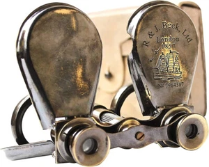 Vintage Antique Spy Glass 1857 R & J Beck Brass Binocular with Leather Case - Picture 1 of 3