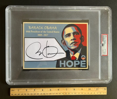 SIGNED BARACK OBAMA AUTOGRAPHED CUSTOM CARD PSA/DNA SLABBED COA Cover