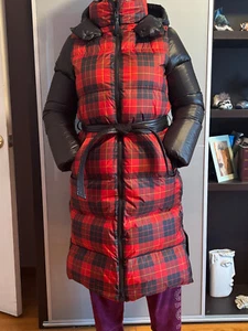 Mackage Winter Plaid Long Down Coat,  Size Large(Medium) - Picture 1 of 9