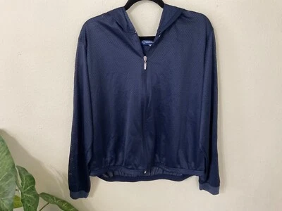 Antigo Quebra-vento feminino Catalina azul marinho zíper completo malha com capuz tamanho XL - Imagem 1 de 4