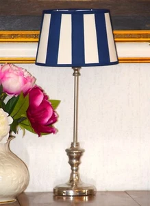 Tisch-/Fenster-/Kaminleuchte blau/creme *Fuß oval*, Schirm *oval* - Bild 1 von 2