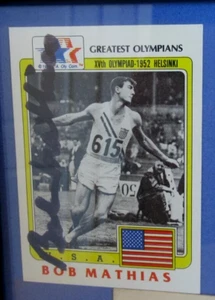 BOB MATHIAS #59 TOPPS CERTIFIED DECATHLON HAND-AUTOGRAPH CARD 1983 - Picture 1 of 3