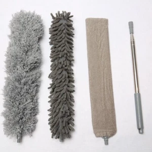 Extendable Duster with 3 Replaceable Heads Microfiber Chenille Flat Dust Mop - Picture 1 of 6