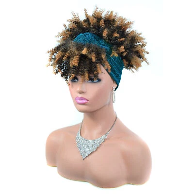 Pelucas sintéticas para cabello afro diadema peluca con flequillo rizado para mujeres negras pelucas afro Foto 1 de 4