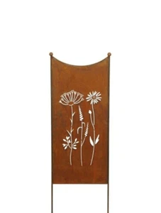 Stele Metall Edelrost Sichtschutz "Wildblume" Windschutz Dekowand B52cm H165cm - Bild 1 von 3