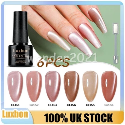 Luxbon 6PCS Cat Eye Magnetic Gel Nail Polish Set Fall Colour Manicure Kit 026 A