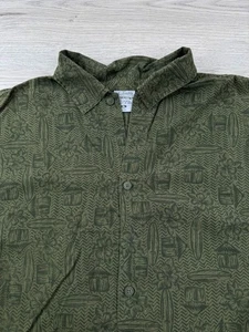 Columbia Shirt Mens XL Green Convert Hawaiian Camp Viscose Blend Fishing Floral - Picture 1 of 10