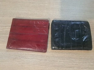 Echtes Aalleder faltbare Brieftaschen für Männer rot & schwarz  - Bild 1 von 17