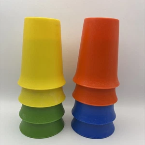 8 Vintage 1980er Tupperware Kinder Tassen 7 Unzen Glocke Becher #109 Primärfarben - Bild 1 von 8