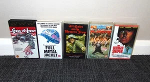 War VHS Bundle - Cross Of Iron, Full Metal Jacket, Platoon, Sniper, All Quiet on - Imagen 1 de 10