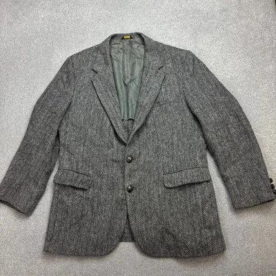 Harris Tweed Jacket Adult 44R Grey Country Hunting Outdoor Weave Blazer Men* - Image 1 of 4