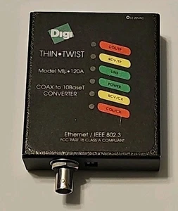 Convertidor coaxial de giro delgado DIGI MIL-120A a 10BaseT - Imagen 1 de 2