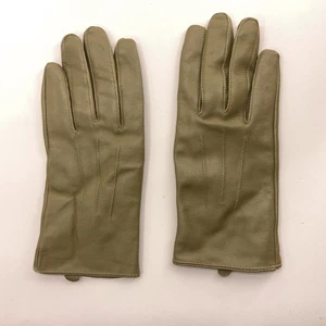 Olive Green Leather Dress Winter Gloves Size S-M - Picture 1 of 5