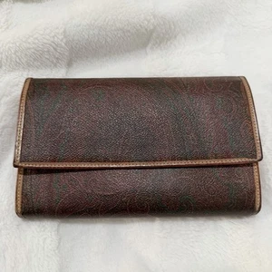 Etro Milano Paisley Leather Checkbook Wallet Clutch Made In Italy Boho Luxury - Afbeelding 1 van 13