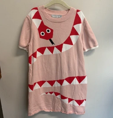 Vestido Suéter Stella McCartney L64320 Niñas Rosa Estampado Serpiente Talla 10 Foto 1 de 4