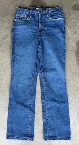 Jeans denim gamba dritta blu Good American donna taglia 8/29 vita alta - Foto 1 di 8