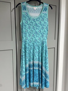 LulaRoe ärmelloses Trägerkleid U-Ausschnitt ausgestellter Rock Größe S türkisblau neu ohne Etikett - Bild 1 von 12