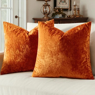 Velvet Throw Pillow Covers Set of 2, Soft Neutral Decorative Pillow Cases wit... - Image 1 of 4