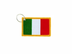 Schlüsselanhänger Schlüsselring bestickt Stickerei Patch doppelseitig Flagge Italien Italian - Bild 1 von 1
