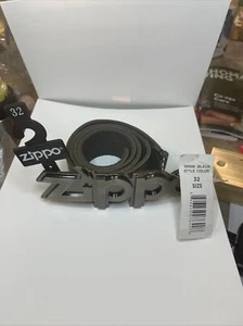 Cintura Zippo taglia 32 con fibbia nera vera pelle pistola fibbia metallo nuova con scatola - Foto 1 di 7