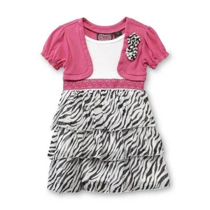 Vestido Forever Me Girls con Volantes en Capas Estampado Animal Rosa Negro Juvenil Talla 5 Nuevo con Etiquetas - Imagen 1 de 1