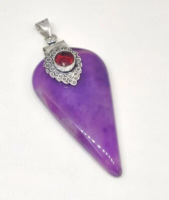 Cabujón de ónix púrpura natural, corte granate hecho a mano joyería de moda colgante 3" Foto 1 de 4