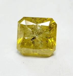 5.53ct Square Radiant Excellent Cut Diamond Fancy Yellow Treated Color - Picture 1 of 1