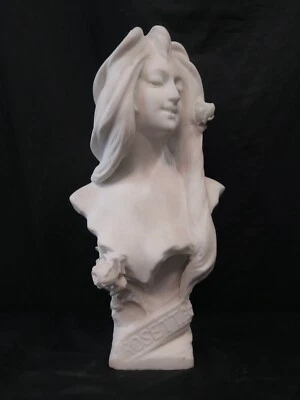 Art Nouveau White Marble Bust of a Young Woman - Image 1 of 4
