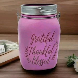 Scentsy Warmer Lavender Mason Jar"Grateful,Thankful, Blessed" Country Decor Boho - Picture 1 of 12