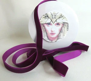 3 Yards 3/4" Velvet Ribbon PURPLE AUBERGINE Quality / Finished Edges / NEW - Picture 1 of 6