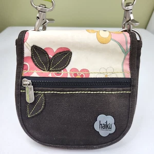 Haiku Small Mini Crossbody Bag Black Canvas Multicolor Floral Accent Magnet Flap - Picture 1 of 16