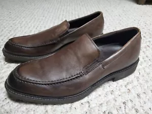 ECCO Vitrus Brown Moc Toe Leather men's Slip On Loafer Shoes Size 9 / 42 - Picture 1 of 9